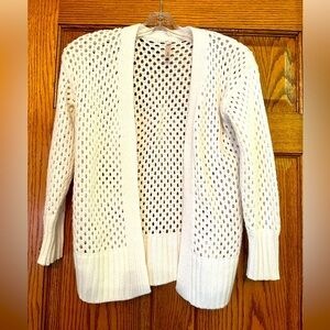 Open-Knit Cream Girl’s Cardigan Sweater